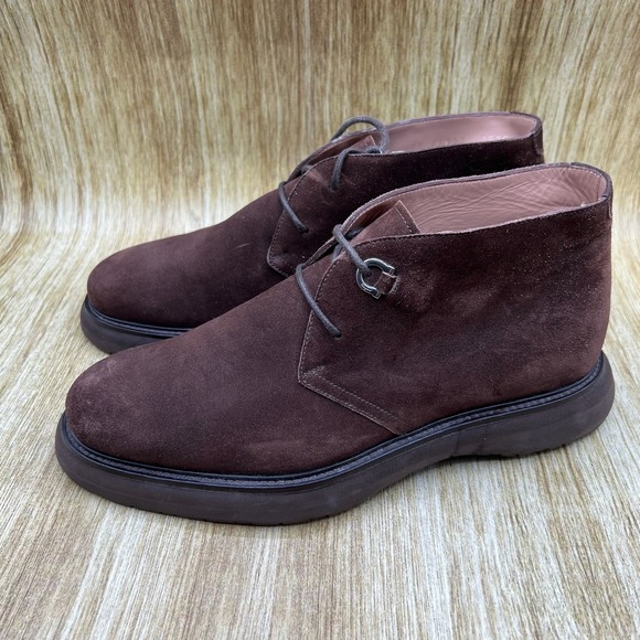 Salvatore Ferragamo Bernard Chukka Boots Men\'s 6.5 EE Brown Suede Gancini main image 5